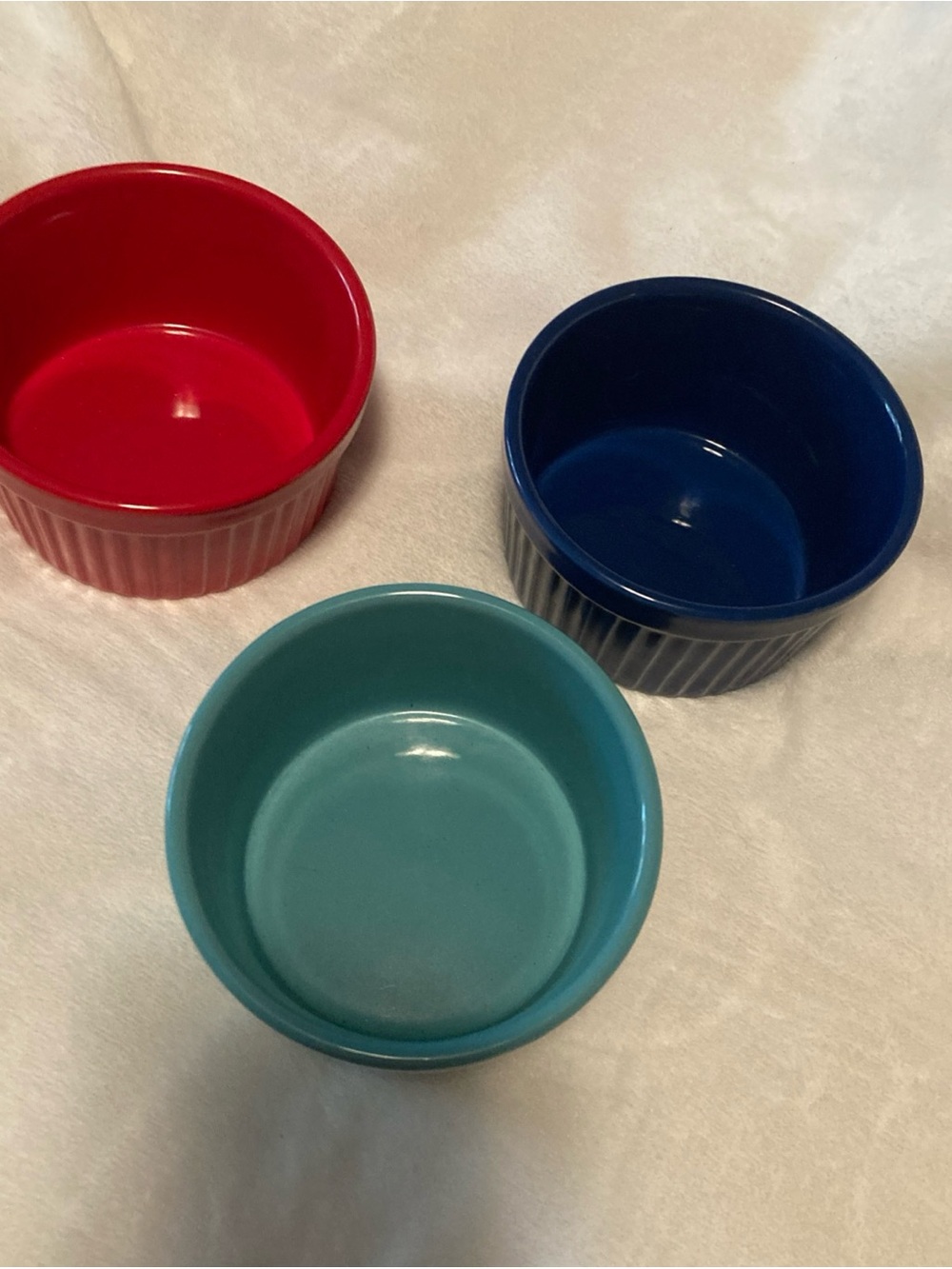The Pioneer Woman Ceramic Ramekin Set in Red, Blue, Teal